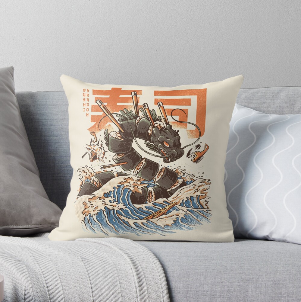 Great Sushi Dragon  Throw Pillow