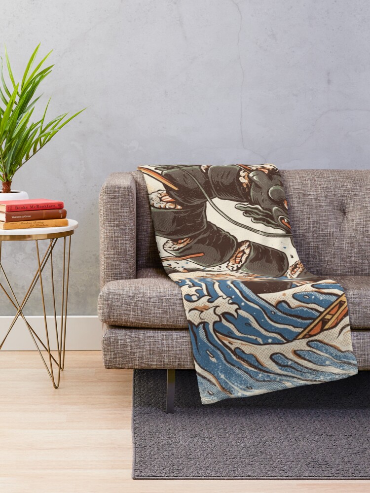 Thumbnail 2 of 6, Throw Blanket, Great Sushi Dragon designed and sold by Ilustrata Design.