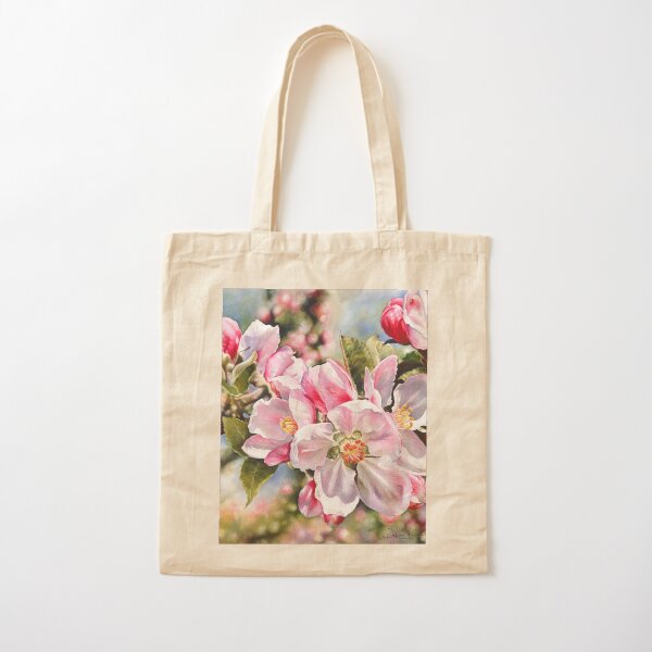 Springtime Blossoms Watercolor Painting Cotton Tote Bag