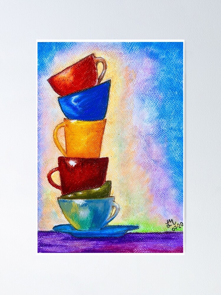 Póster «Tazas apiladas colorido arte pastel» de StarlightTales | Redbubble