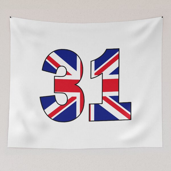 Item preview, Number 31 with UK flag on the background designed and sold by AllShirts21.