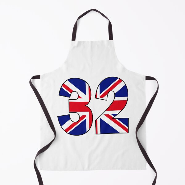 Item preview, Number 32 with UK flag on the background designed and sold by AllShirts21.