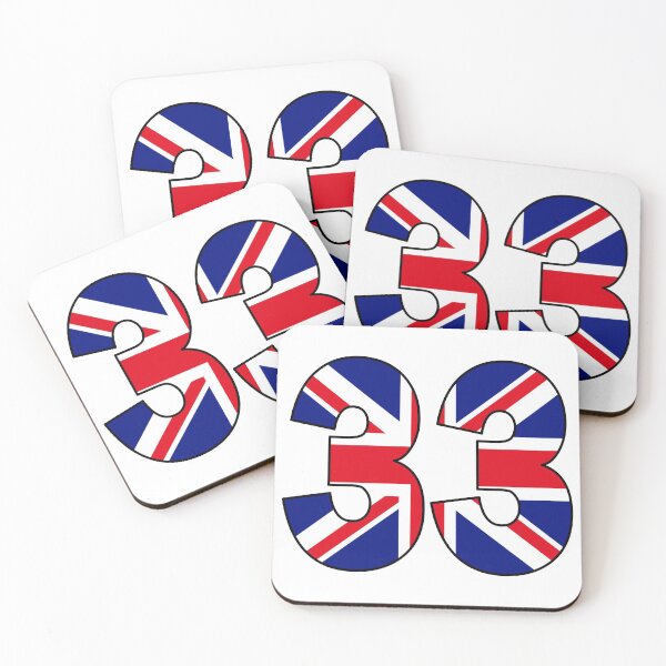 Item preview, Number 33 with UK flag on the background designed and sold by AllShirts21.