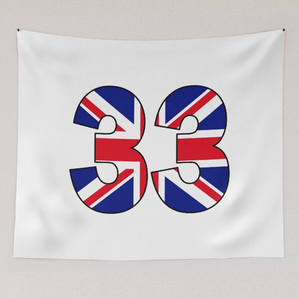 Item preview, Number 33 with UK flag on the background designed and sold by AllShirts21.