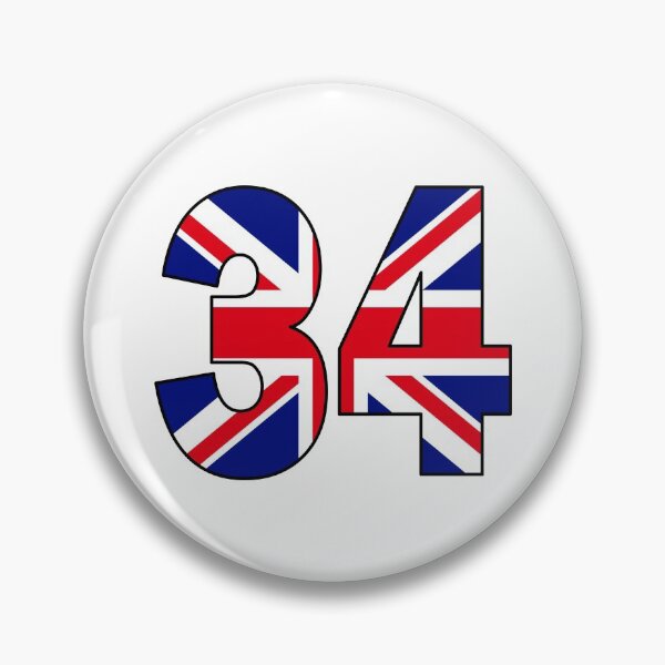 Item preview, Number 34 with UK flag on the background designed and sold by AllShirts21.