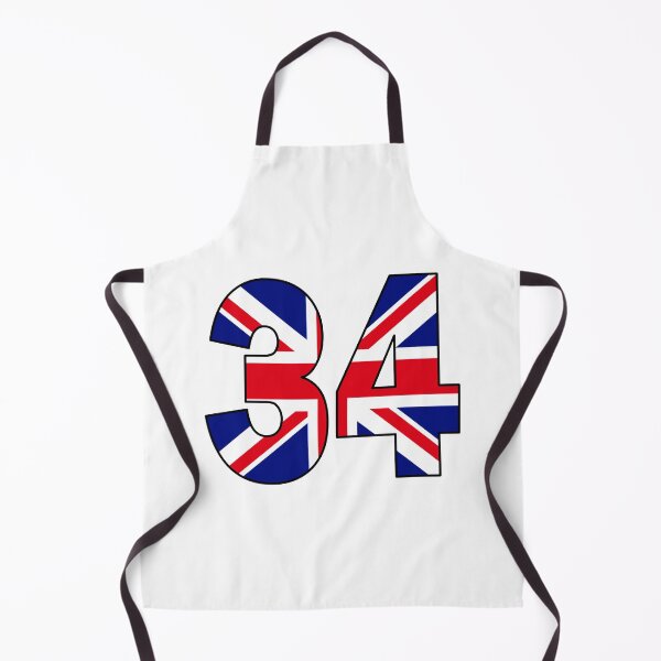 Item preview, Number 34 with UK flag on the background designed and sold by AllShirts21.
