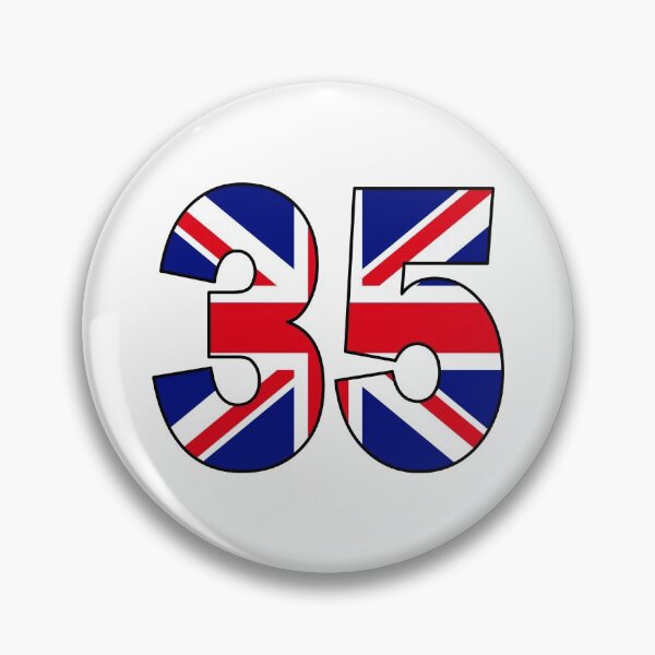 Item preview, Number 35 with UK flag on the background designed and sold by AllShirts21.