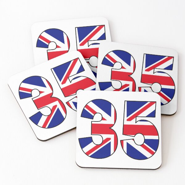 Item preview, Number 35 with UK flag on the background designed and sold by AllShirts21.