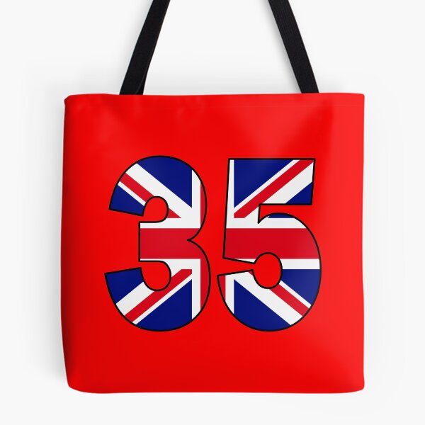 Item preview, Number 35 with UK flag on the background designed and sold by AllShirts21.