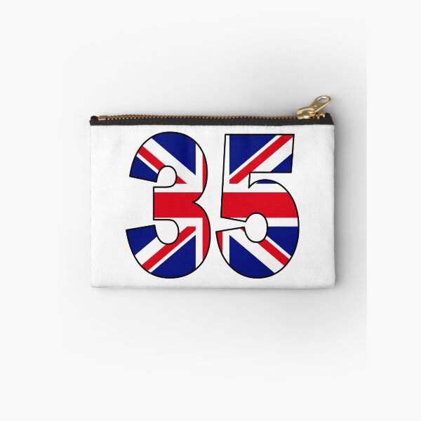 Item preview, Number 35 with UK flag on the background designed and sold by AllShirts21.