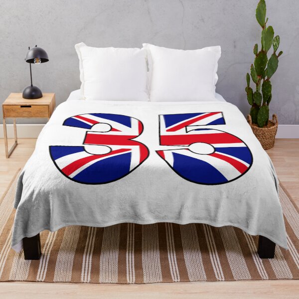 Item preview, Number 35 with UK flag on the background designed and sold by AllShirts21.