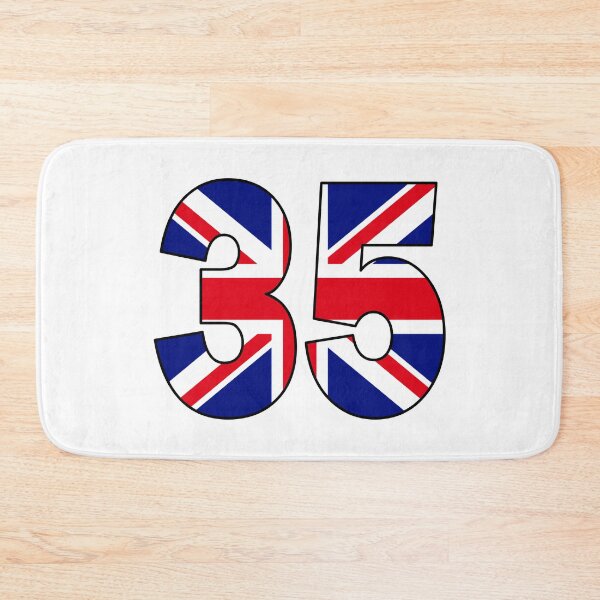 Item preview, Number 35 with UK flag on the background designed and sold by AllShirts21.