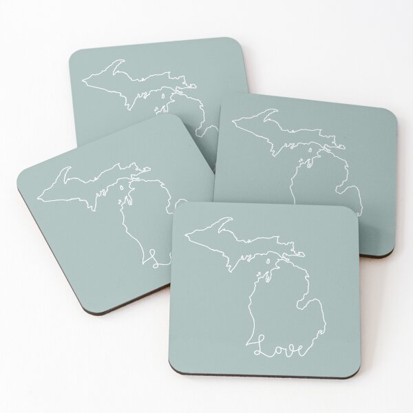 Item preview, Michigan Cursive Love Home State Outline designed and sold by GreatLakesLocal.
