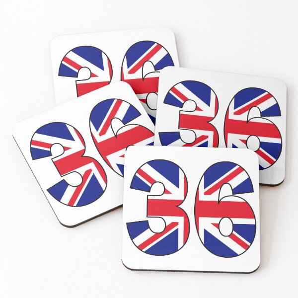Item preview, Number 36 with UK flag on the background designed and sold by AllShirts21.
