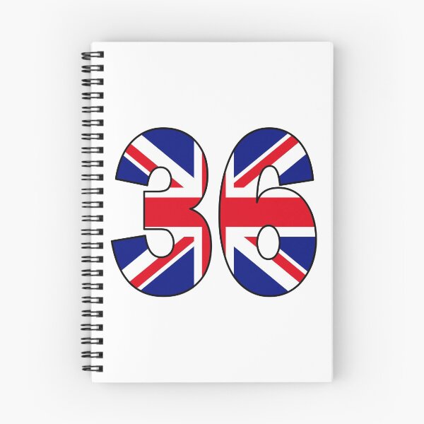 Artikelvorschau, Nummer 36 mit UK-Flagge im Hintergrund entworfen und verkauft von AllShirts21.