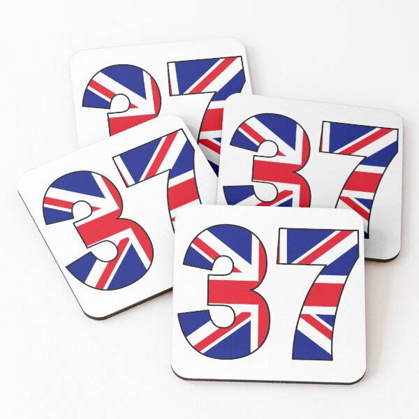 Item preview, Number 37 with UK flag on the background designed and sold by AllShirts21.