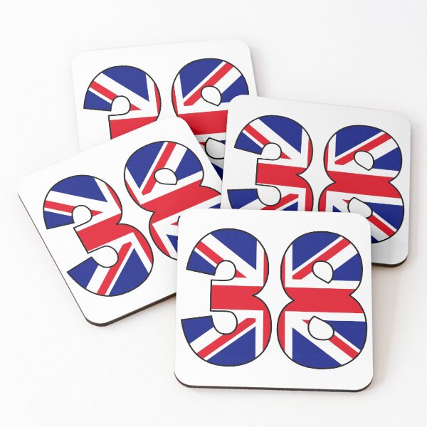 Item preview, Number 38 with UK flag on the background designed and sold by AllShirts21.