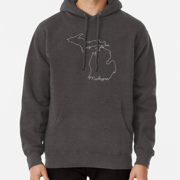 Michigan Cursive State Outline Pullover Hoodie for Sale by