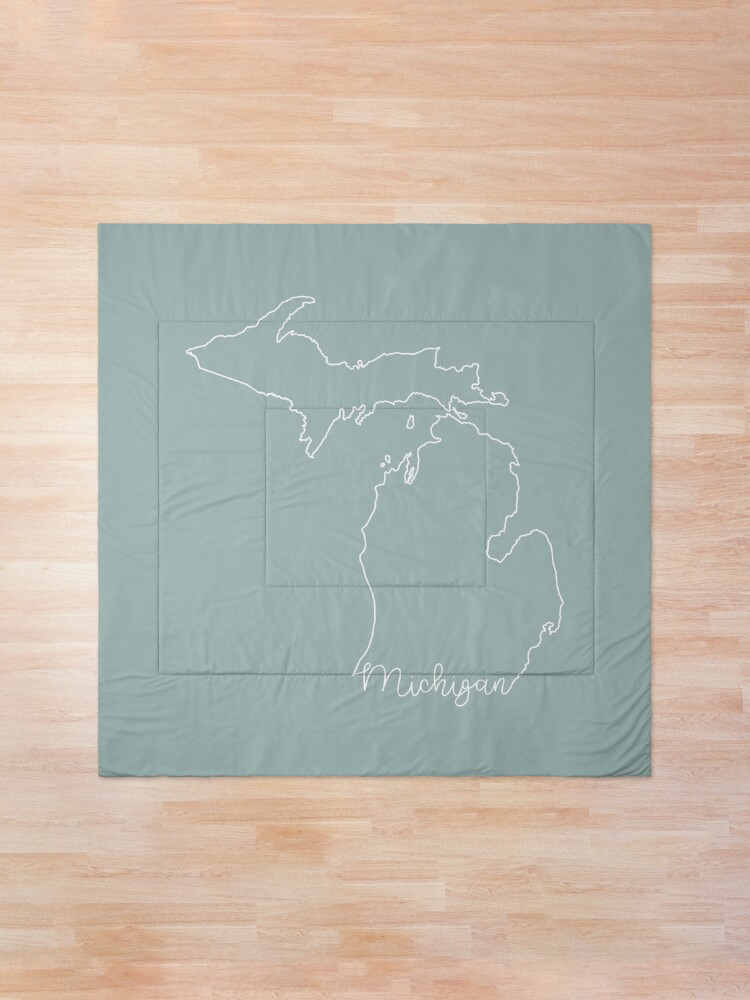 Alternate view of Michigan Cursive State Outline Comforter