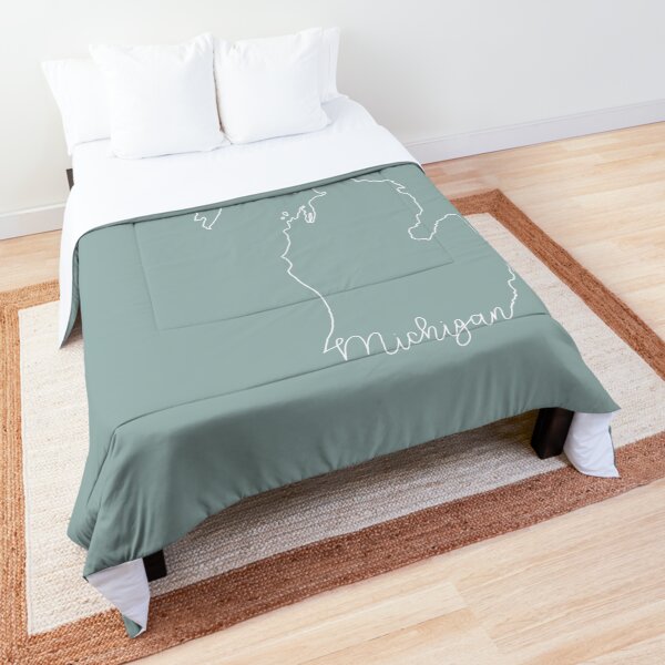 Michigan Cursive State Outline Comforter