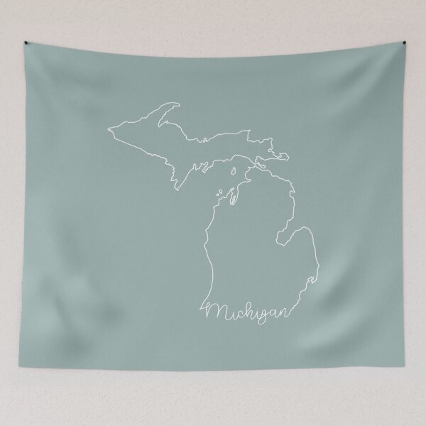 Item preview, Michigan Cursive State Outline designed and sold by GreatLakesLocal.