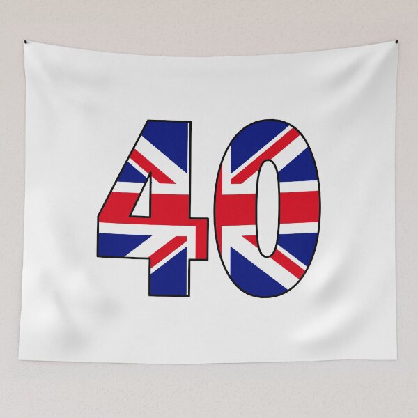 Item preview, Number 40 with UK flag on the background designed and sold by AllShirts21.