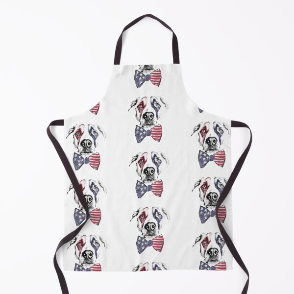 Jax The Patriot Cattle Dog Terrier In Stars & Stripes Bow Tie Apron