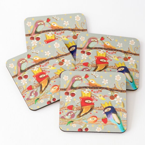 Item preview, Sage Green landscape love birds daisies designed and sold by rupydetequila.
