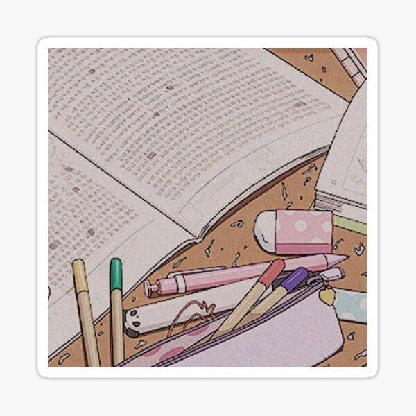 Aesthetic Anime Homework Scene Sticker By Starzzy Art Redbubble