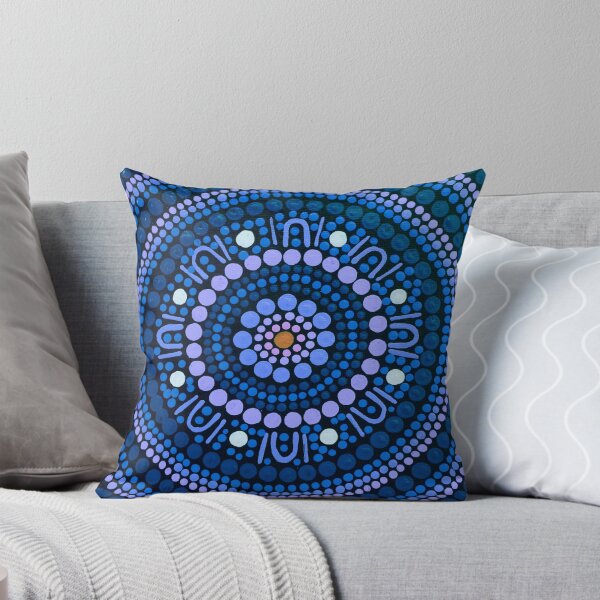 Item preview, Aboriginal Art Gathering Mandala Blue designed and sold by GhostGumDesigns.