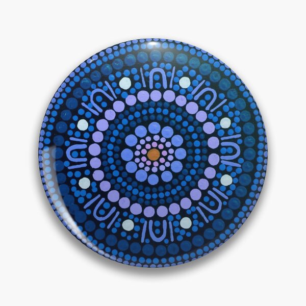Item preview, Aboriginal Art Gathering Mandala Blue designed and sold by GhostGumDesigns.
