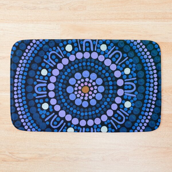 Item preview, Aboriginal Art Gathering Mandala Blue designed and sold by GhostGumDesigns.