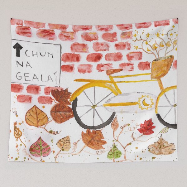 Item preview, To the Moon - Gaelic Bike in Ireland, Fall Leaves, Street Sign, Brick designed and sold by Chantelly.