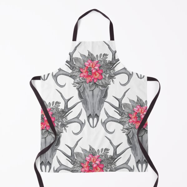 Item preview, Copia de calavera gris estilo Boho con flores rojas pequeñas / patrón designed and sold by FK-UK.