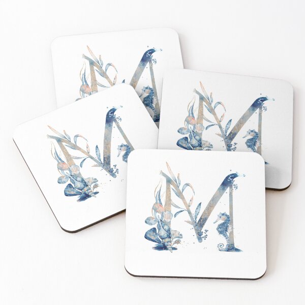 Item preview, M Underwater Seahorse Monogram designed and sold by DesignbyBFD.