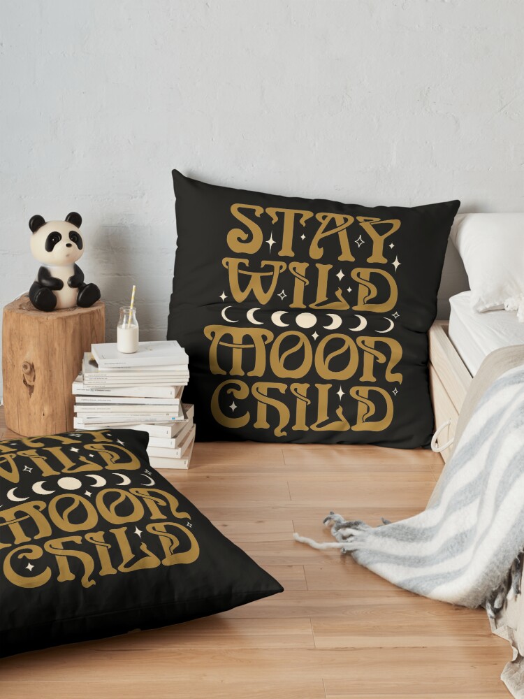 Alternate view of Stay Wild Moon Child {in Black Magic} Floor Pillow