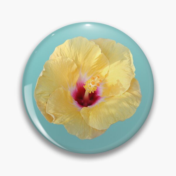 Item preview, Yellow Single Hibiscus with Red Center on Turquoise designed and sold by STHogan.
