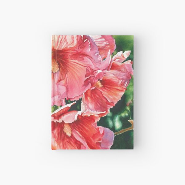 Halo Hollyhock Watercolor Painting Hardcover Journal