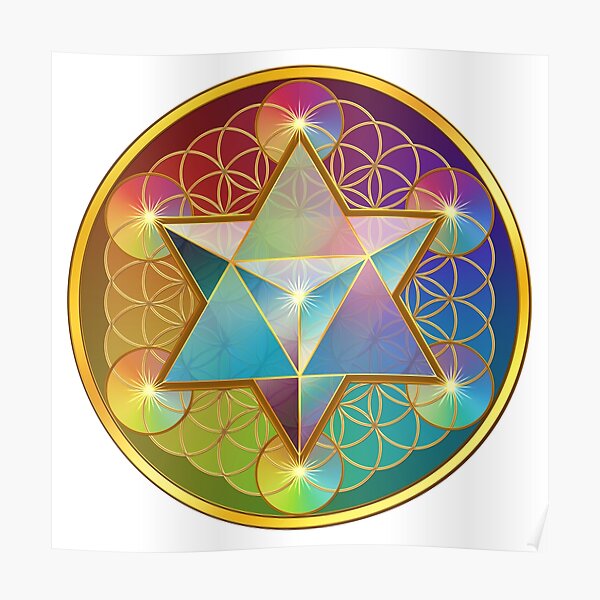 Merkabah with Flower of Life Poster
