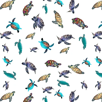 Artwork thumbnail, Turtle Love Colorful Pattern by Rell1970