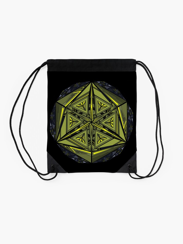Alternate view of Sticky Weeds Mandala Drawstring Bag