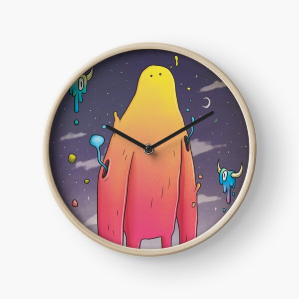 A friendly monster who likes watermelons in a surreal world Clock