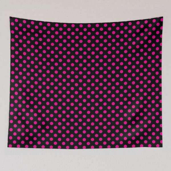 Item preview, Bright Pink Polka Dots on Black Background designed and sold by Bumblefuzzies.