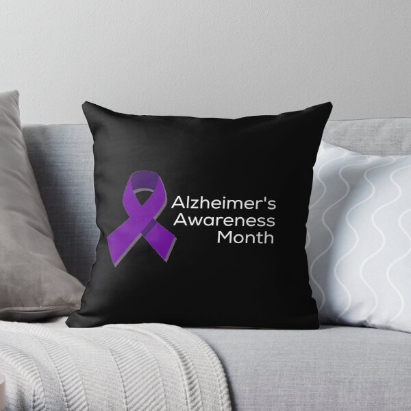 Multicolor ALZHEIMER'S AWARENESS PURPLE RIBBON Memory Walk Meme Throw Pillow 18x18 Multicolor ALZHEIMER'S AWARENESS PURPLE RIBBON Memory Walk Meme Throw Pillow 18x18