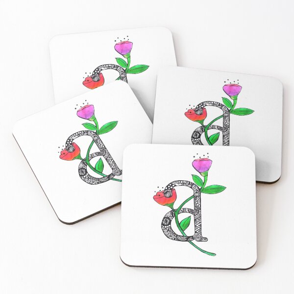 Item preview, Monogram letter a, ornament with flowers designed hand drawn and painted designed and sold by chulitad.
