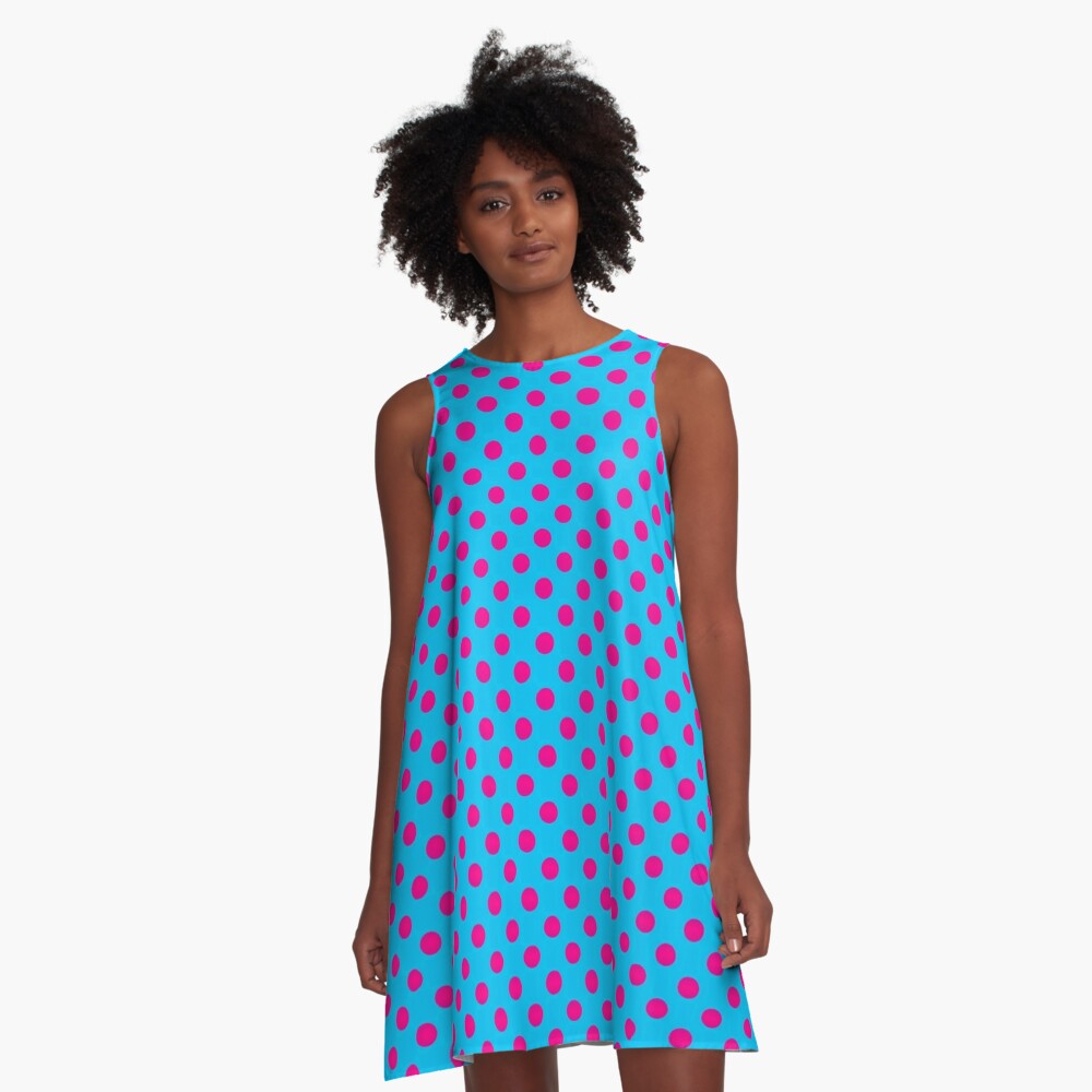 Blue and red polka shops dot dress