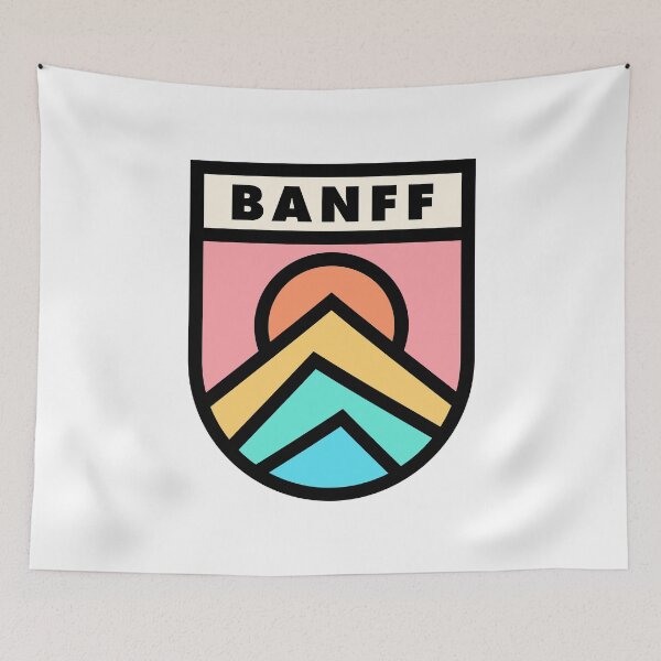 Item preview, Banff Retro Badge Black Lines designed and sold by modeoftravel.