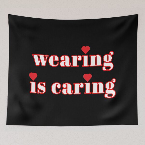 Item preview, Wearing Is Caring Face Mask Message (Red Outline) designed and sold by ArtByLM.