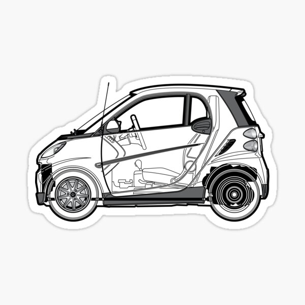 smart fortwo Blueprint Sticker for Sale by in-transit