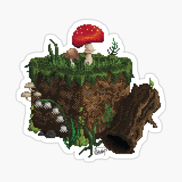 Pixel Dirt Block Pilz Grafik Sticker